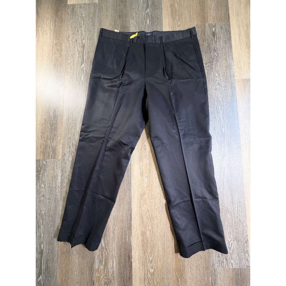 Dockers Pleated Trousers Mens 40x32 Navy Blue Relaxed Fit Cuffed Chinos